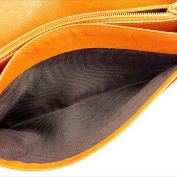 Prada Wallet Purse Long Wallet Orange leather Woman unisex Authentic Used - Picture 6 of 8
